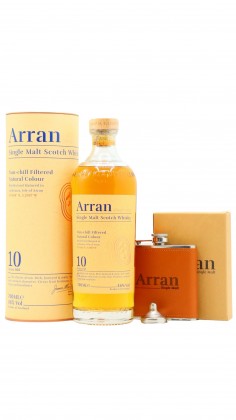 Arran Branded Hip Flask & 10 year old