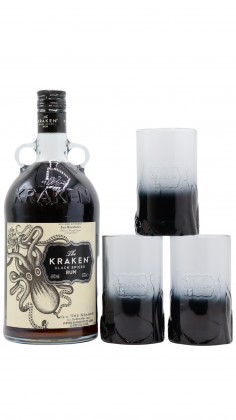 Kraken Glasses & Black Spiced (1.75 Litre) Rum