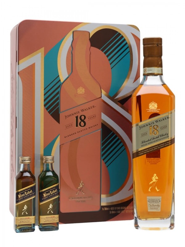 Johnnie Walker 18 Year Old / 2 Blue Label Miniatures Gift Set