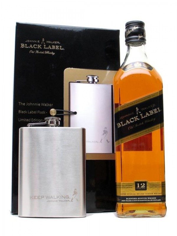 Johnnie Walker 12 Year Old Black Label Hip Flask Pack Johnnie Walker 12 Year Old Black Label Hip Flask Pack