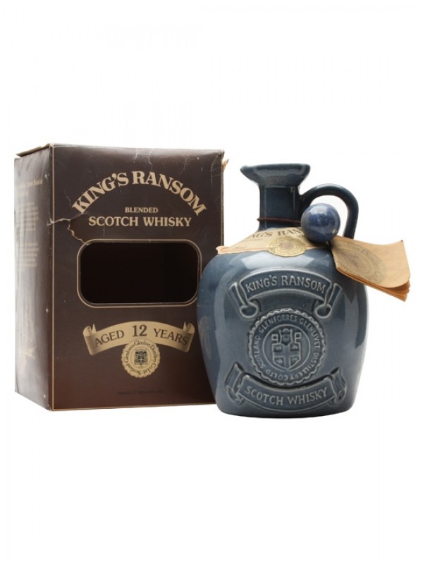 King's Ransom 12 Year Old Bottled 1970s Blue Decanter