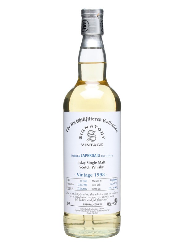 Laphroaig 1998 13 Year Old Cask #5552+5553 Signatory Un-Chillfiltered Collection