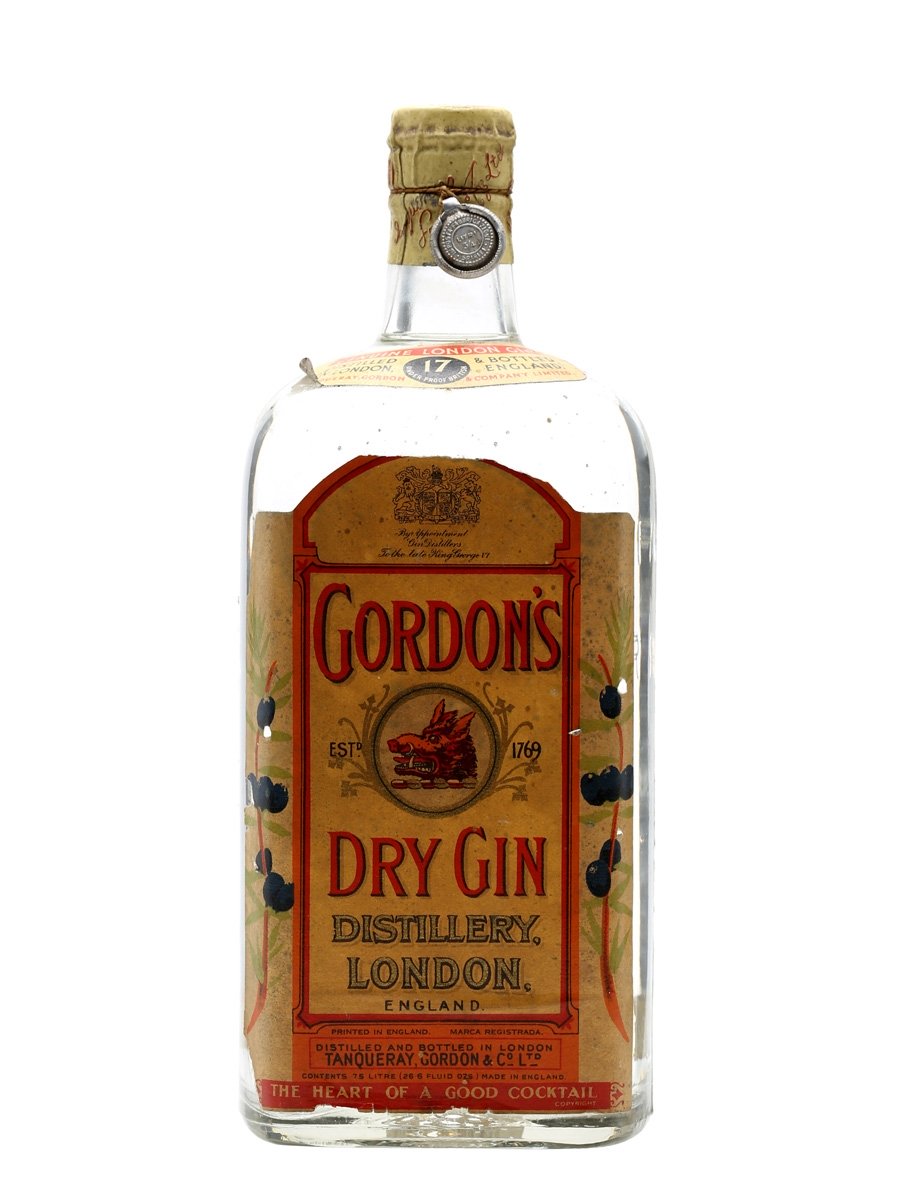 Gordon's London Dry Gin Bottled 1950s Spring Cap | English Gin